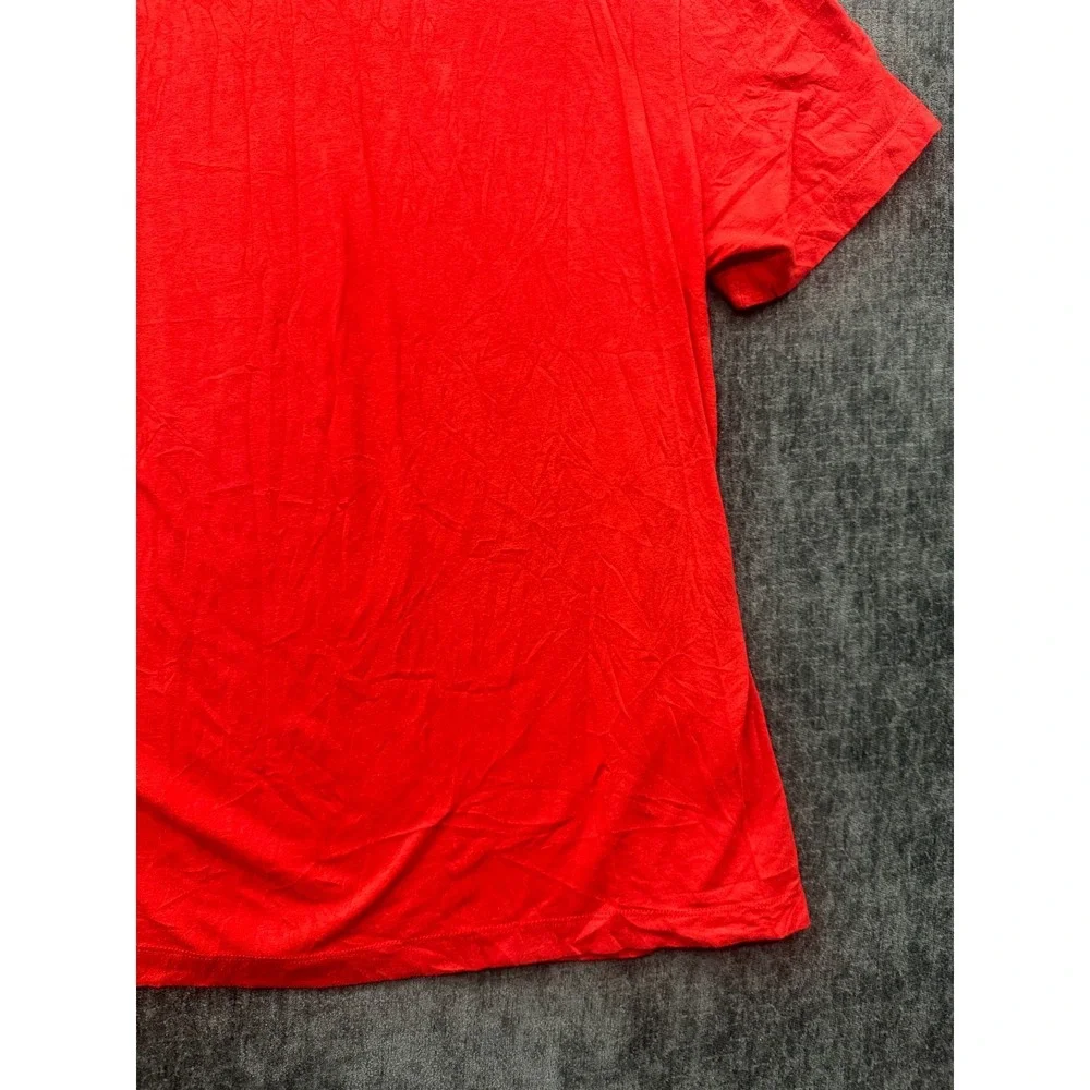 Nike Tee Shirt Mens Large Red Swoosh Graphic Print Logo Crew Neck Short Sleeve